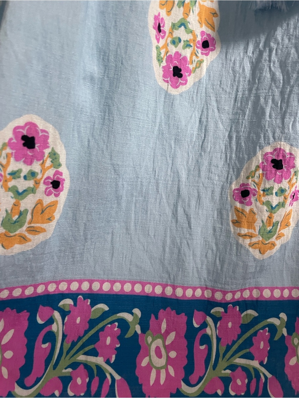 umgee Light Blue Floral Peasant Top, worn once, great with white pants. - Picture 4 of 6